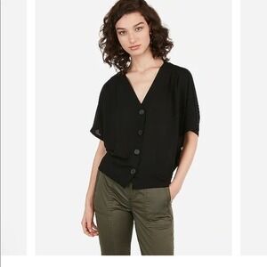 Express Women's Black Button-Down Short Sleeve Blouse Top Career Casual - Size M